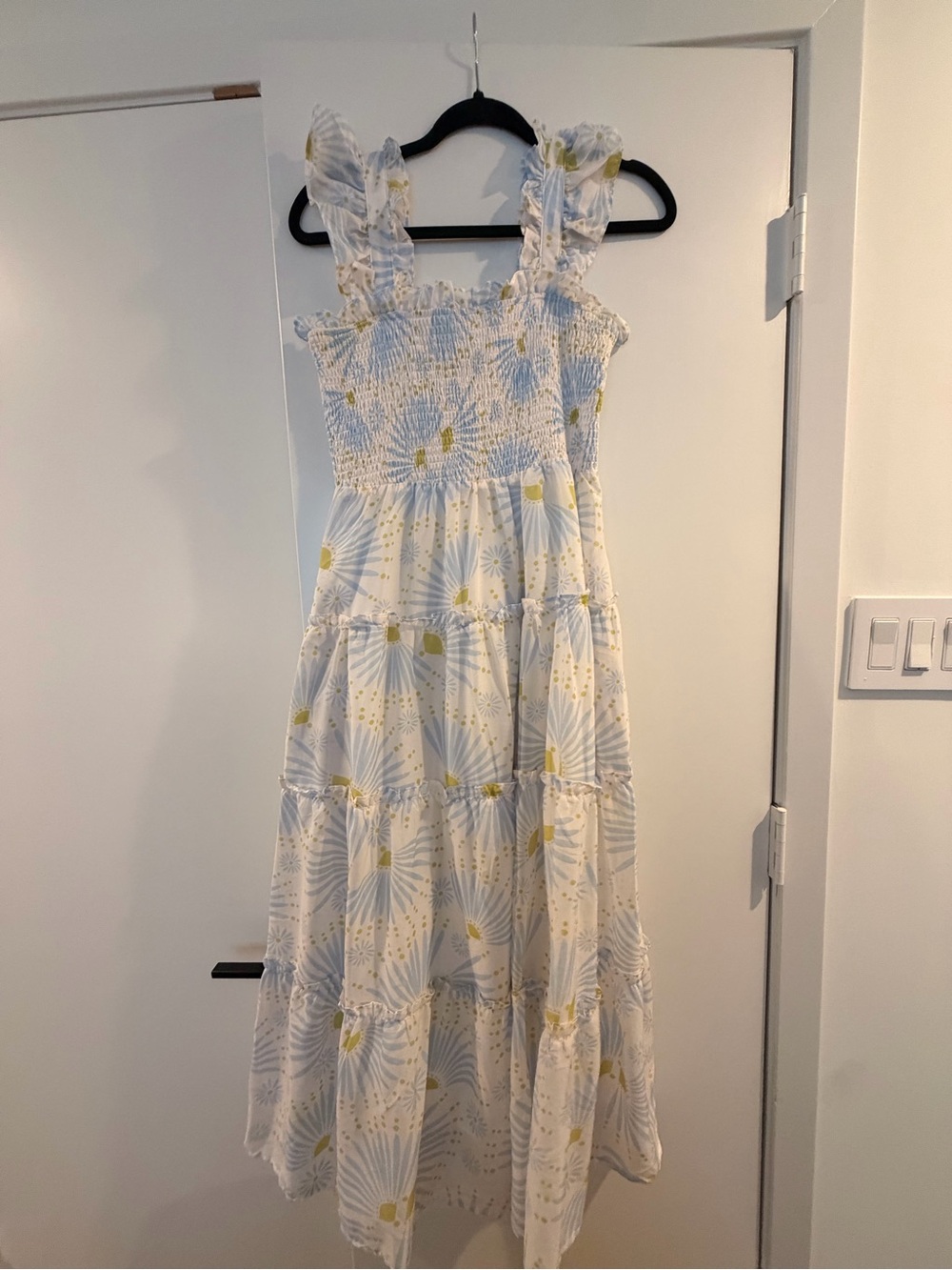 J.Marie White Maxi Dress with Yellow & Light Blue Floral Accents - Picture 2 of 3